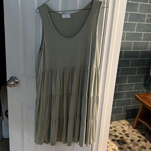 Pink Lily sage green tiered dress